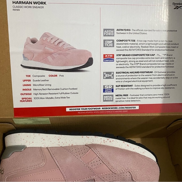 Reebok Harman Women's size 7 M Pink Suede Classic Work Shoes composite Toe - Picture 8 of 15